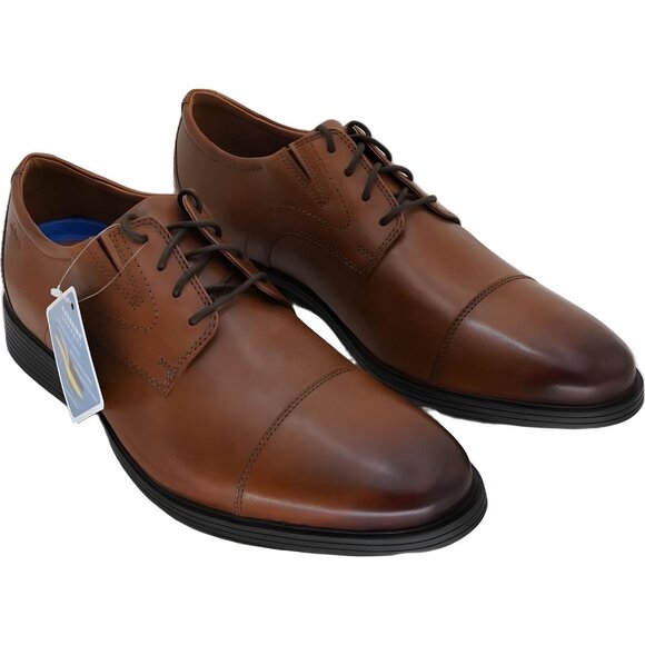 Clarks Dark Tan Cap-Toe Oxfords 11.5M - Quality Dress Shoes - Picture 4 of 6